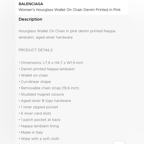 Balenciaga NWT Hourglass Leather Wallet on a Chain - Picture 12 of 12